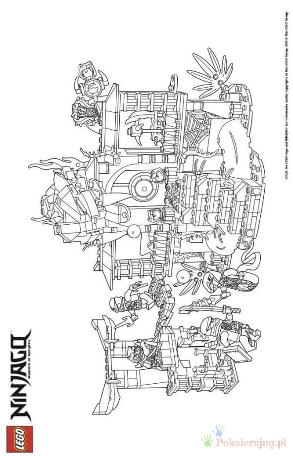 Ciężki mech LEGO Ninjago - kolorowanka Ciężki mech LEGO Ninjago z wielką mechaniczną dłonią - kolorowanka