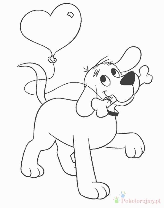 Clifford z balonem - kolorowanka Clifford trzymający balon - kolorowanka do druku