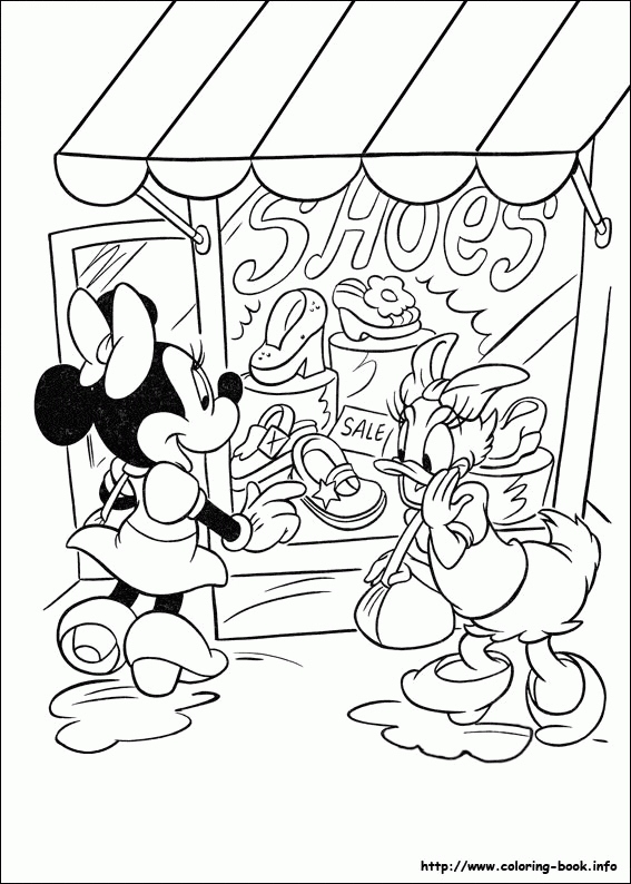 Daisy i Minnie na zakupach Daisy i Minnie oglądające wystawę sklepową - kolorowanka