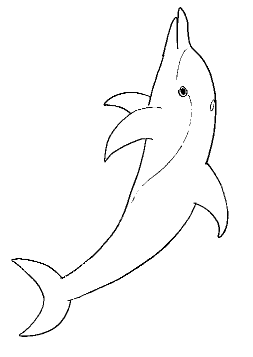 Delfin wyskakuje z wody Wesoły delfin wyskakujący pionowo z wody - kolorowanka do druku