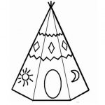 Kolorowanka tipi z symbolami dnia i nocy do wydrukowania.