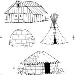 Kolorowanki do wydrukowania z domami i tipi dla dzieci.