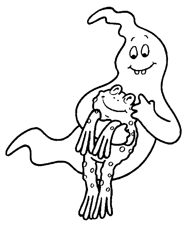 Duch z koszykiem Halloween - kolorowanka Duch z koszykiem Halloween - kolorowanka do druku