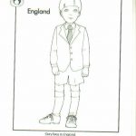 Kolorowanka chłopca w stroju szkolnym z napisem England.