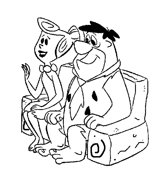 Fred i Wilma w samochodzie - kolorowanka Fred i Wilma jadą kamiennym samochodem - kolorowanka