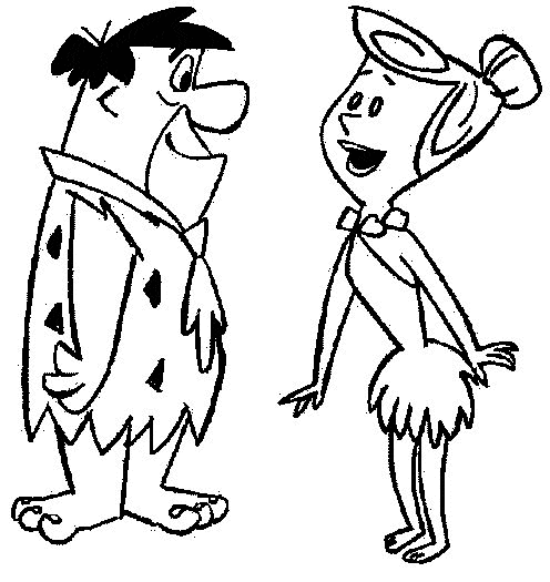Fred i Wilma razem - kolorowanka do druku Fred i Wilma Flintstone rozmawiają - kolorowanka