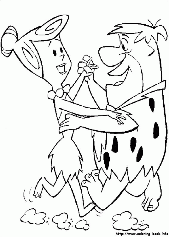 Fred i Wilma podczas tańca - kolorowanka Fred i Wilma Flintstone tańczą - kolorowanka