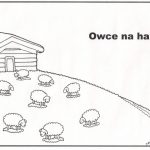 Kolorowanka owce na hali do druku dla dzieci.