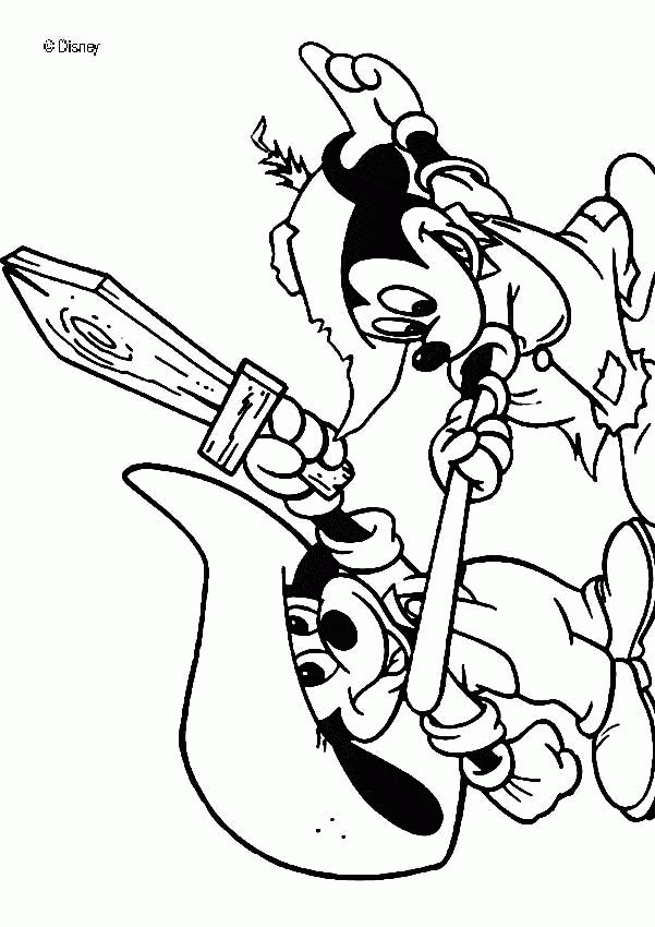 Goofy z mieczem - kolorowanka do druku Goofy w fantazyjnym kostiumie z mieczem - kolorowanka