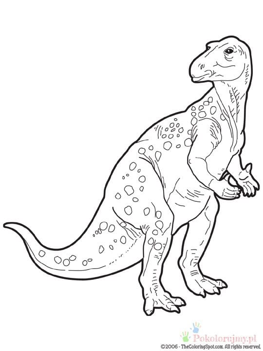 Iguanodon stojący na tylnych nogach - kolorowanka do druku