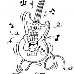 Kolorowanka do wydrukowania z gitarą muzyczną dla dzieci.