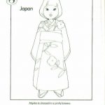 Japońska dziewczyna w tradycyjnym kimono do kolorowania.