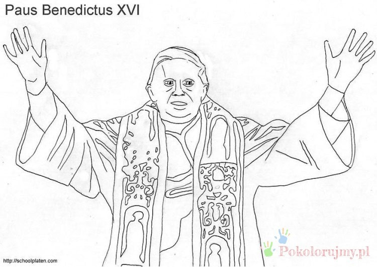 Benedykt XVI - kolorowanka dla dzieci Papież Benedykt XVI - kolorowanka do wydrukowania