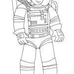 Dziecko w skafandrze astronauty do kolorowania i druku.
