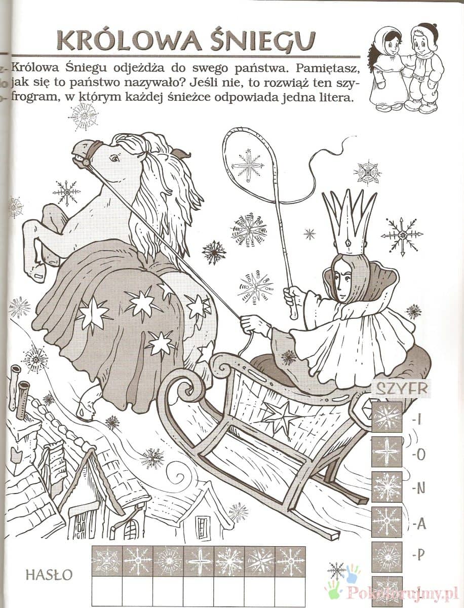 Królowa Śniegu - łamigłówka Królowa Śniegu - świąteczna karta z zadaniem obrazkowym