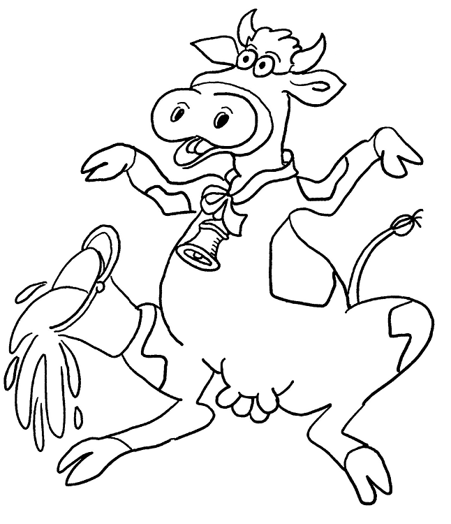 Krowa na rodeo - kolorowanka Bajkowa krowa podczas rodeo - kolorowanka dla dzieci