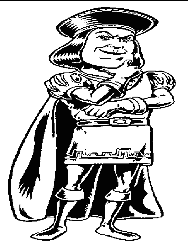 Lord Farquaad - kolorowanka Shrek Lord Farquaad z założonymi rękami - kolorowanka Shrek
