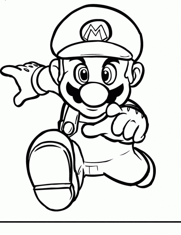 Mario w biegu Mario biegnący w stronę widza - kolorowanka
