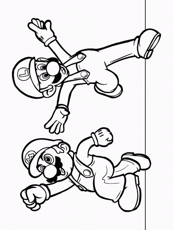 Skaczący Mario i Luigi Mario i Luigi w dynamicznej pozie - kolorowanka