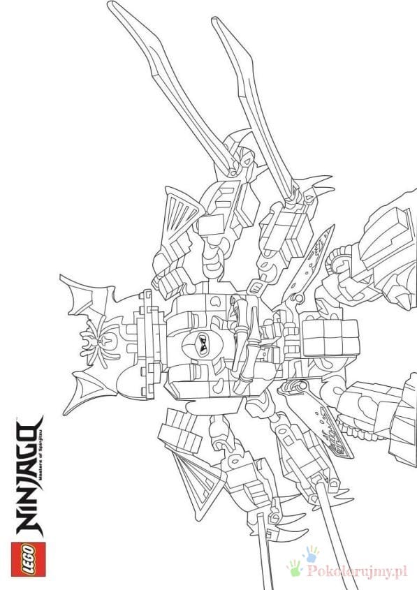 Maszyna z długimi ostrzami - Ninjago Mechaniczna konstrukcja LEGO Ninjago z długimi ostrzami - kolorowanka