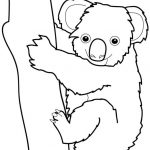 Koala wspinający się na drzewo, do kolorowania dla dzieci.