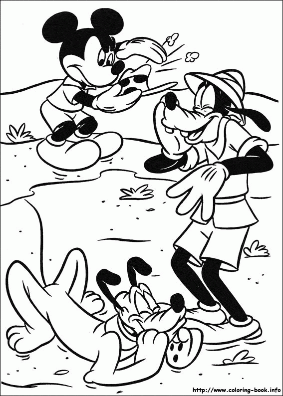 Mickey, Goofy i Donald na wyprawie - kolorowanka Myszka Mickey, Goofy i Kaczor Donald - kolorowanka