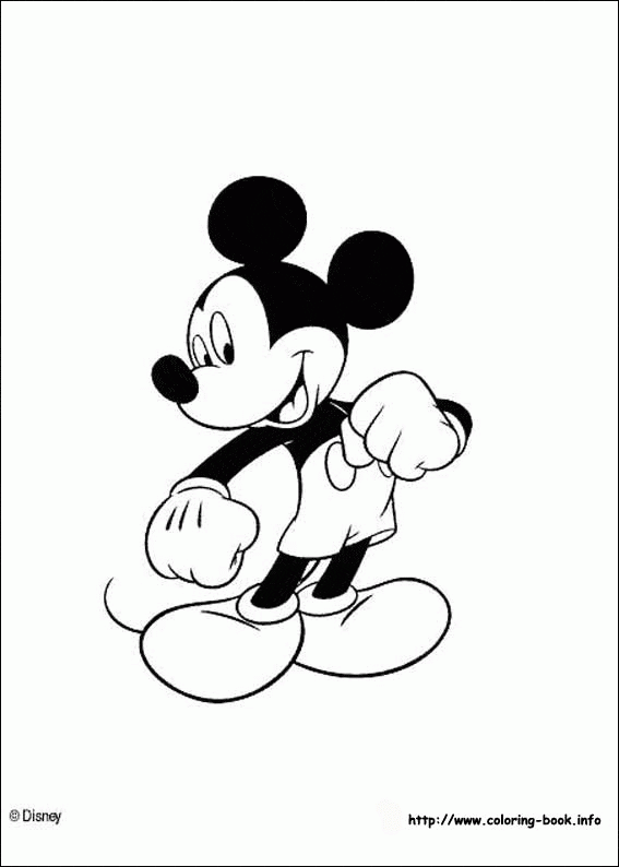 Klasyczna Myszka Mickey - kolorowanka Stojąca Myszka Mickey - prosta kolorowanka do druku