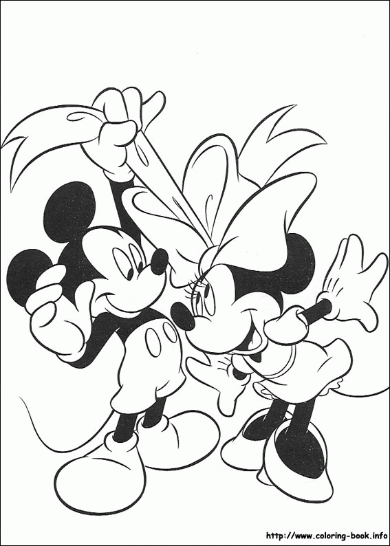 Mickey i Minnie - kolorowanka Myszka Mickey całuje Minnie - kolorowanka do druku