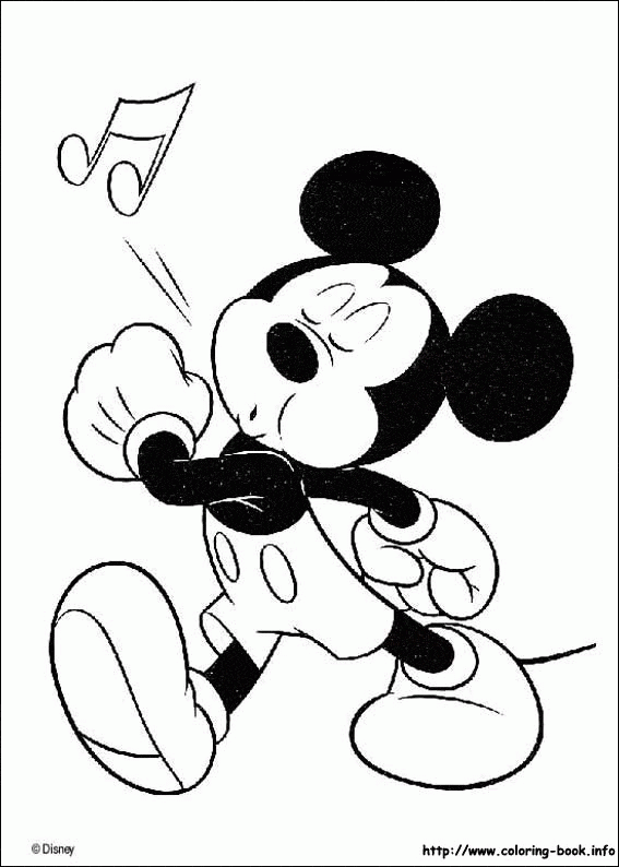 Wesoły Mickey na spacerze - kolorowanka Myszka Mickey spaceruje i gwiżdże - kolorowanka