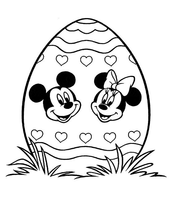 Miki i Minnie na wielkanocnym jajku Myszka Miki i Minnie na wielkiej dekorowanej pisance - kolorowanka