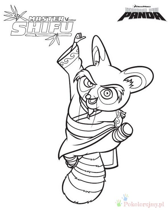 Mistrz Shifu - kolorowanka Kung Fu Panda Mistrz Shifu z Kung Fu Panda - kolorowanka do wydrukowania