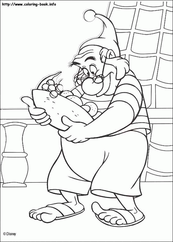 Pan Smee z mapą Pan Smee czytający dużą kartkę lub mapę - kolorowanka Piotruś Pan