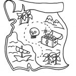 Piracka mapa skarbów do kolorowania dla dzieci.