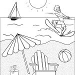 Dziecko jeździ na desce surfingowej na jeziorze w słoneczny dzień.