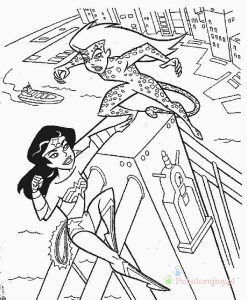Supergirl i Catwoman – kolorowanka Supergirl i Catwoman na dachu - kolorowanka do druku