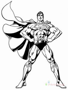 Superman w klasycznym stroju – kolorowanka Superman w klasycznym stroju z peleryną - kolorowanka do druku