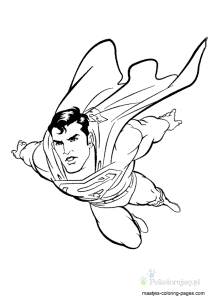 Superman w locie – konturowa kolorowanka Superman w locie - wyraźny kontur - kolorowanka do druku