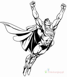 Superman w locie – kolorowanka Superman w locie - szeroka scena - kolorowanka do druku