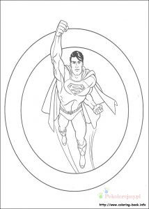 Superman z uniesioną pięścią – kolorowanka Superman leci z uniesioną pięścią - kolorowanka do druku