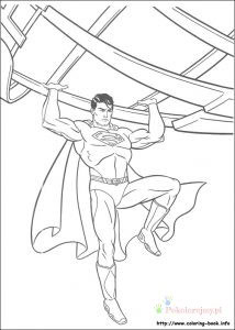 Superman na linach – kolorowanka Superman trzymający się lin - kolorowanka do druku