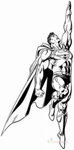 Superman – pionowa kolorowanka Superman w smukłym pionowym ujęciu - kolorowanka do druku