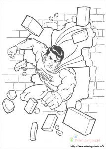 Superman przebija ścianę – kolorowanka Superman przebijający ścianę - kolorowanka do druku