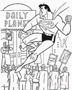 Superman i tłum ludzi – kolorowanka Superman przed tłumem ludzi - kolorowanka do druku