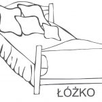 Prosta kolorowanka łóżka z poduszkami do druku dla dzieci.