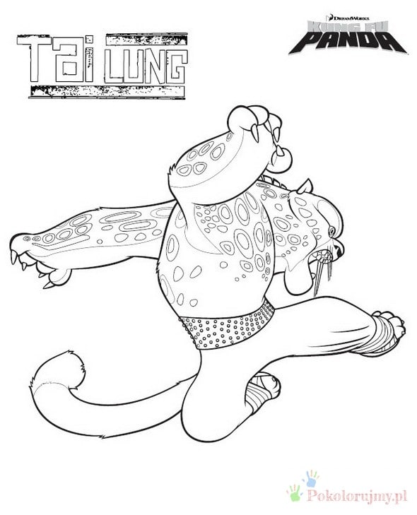 Tai Lung z Kung Fu Panda - kolorowanka Tai Lung z Kung Fu Panda w pozycji do walki - kolorowanka