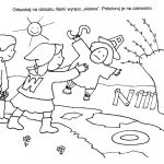 Kolorowanka do wydrukowania z Marzanną i wiosennymi elementami.