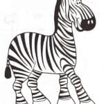 Zebra do kolorowania, czarno-biała ilustracja dla dzieci.