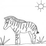 Zebra w naturze z słońcem i roślinami do kolorowania.
