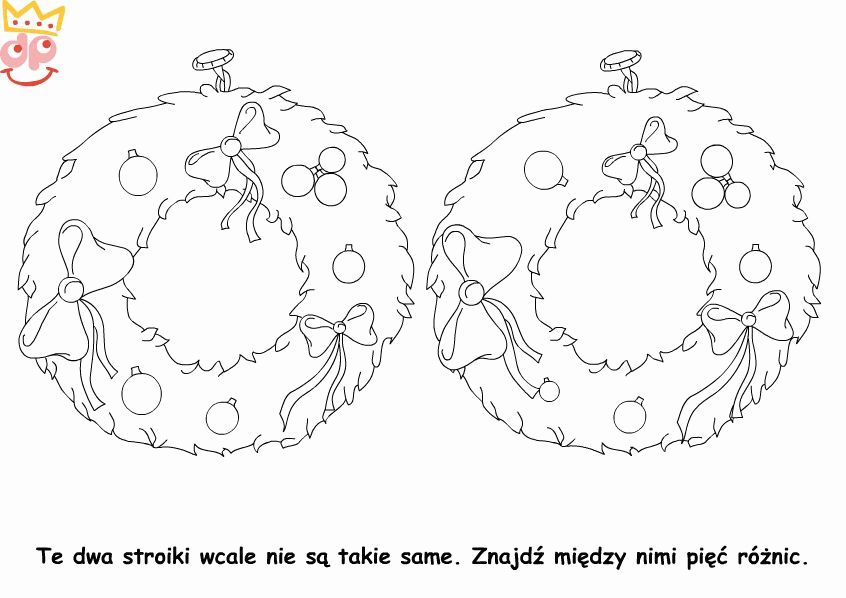 Znajdź różnice - dwa wieńce Dwa świąteczne wieńce - znajdź pięć różnic