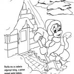 Dziecko rysujące świąteczną scenę z choinkami i śniegiem.